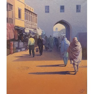 Arshed Maqabool, 24 x 30 Inch, Oil on Canvas, Cityscape Painting, AC-AHMQ-002